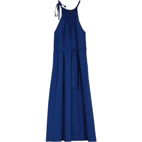 Blaues ärmelloses Kleid mit Gesammelten Details , Damen, Größe: L - Weekend - Modalova