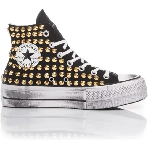 Handmade Black Gold Sneakers , female, Sizes: 6 UK, 2 UK, 7 UK, 4 1/2 UK, 6 1/2 UK, 3 UK, 4 UK, 5 UK - Converse - Modalova