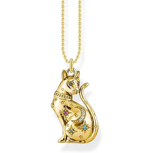 Katzen Sternzeichen Gold Anhänger Halskette - Thomas Sabo - Modalova