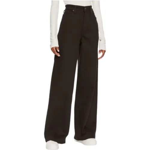 High Rise Weite Schwarze Jeans , Damen, Größe: W25 L30 - Calvin Klein - Modalova