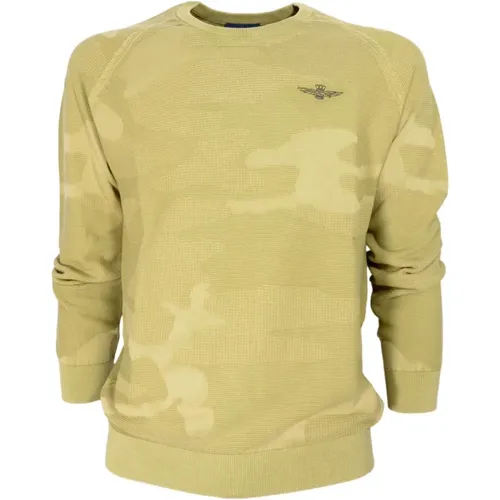 Cotton Jacquard Camouflage Sweater , male, Sizes: 2XL, L, XL, M - aeronautica militare - Modalova