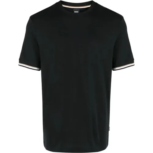 Streifenbesatz Baumwoll T-Shirt , Herren, Größe: XL - Hugo Boss - Modalova