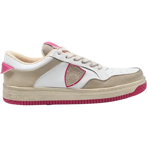 Low Top Sneakers Lyon Mixage White Pink , male, Sizes: 3 UK, 6 UK, 7 UK, 4 UK, 5 UK - Philippe Model - Modalova