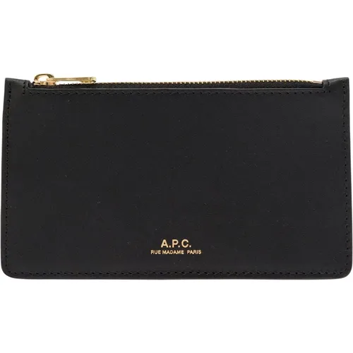 Leather Wallet with Zipped Pocket and Card Slots , female, Sizes: ONE SIZE - A.p.c. - Modalova