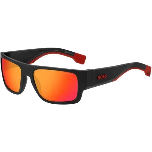 Matte Red Mirror Sunglasses , unisex, Sizes: 58 MM - Boss - Modalova