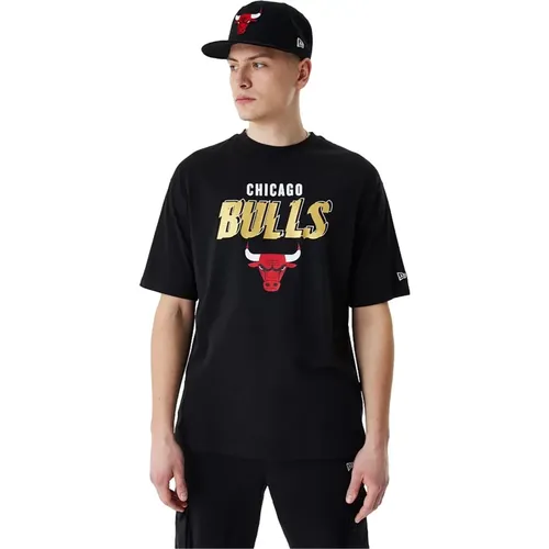 Schwarzes Bulls Team Script Tee , Herren, Größe: XL - new era - Modalova