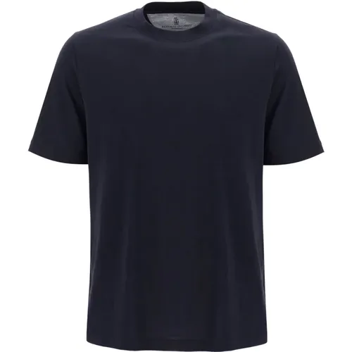 Premium Cotton Crewneck T-Shirt , Herren, Größe: L - BRUNELLO CUCINELLI - Modalova