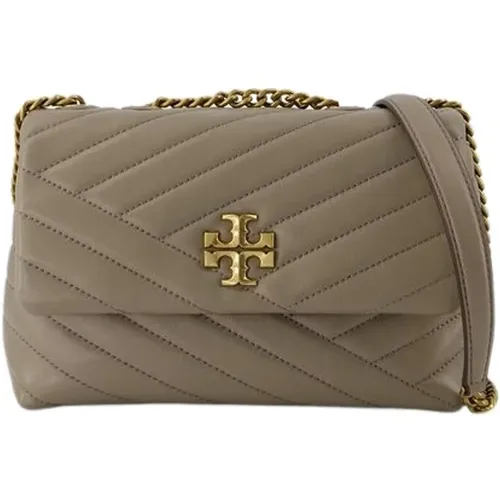 Chevron Kleine Leder Tasche - Grau , Damen, Größe: ONE Size - TORY BURCH - Modalova