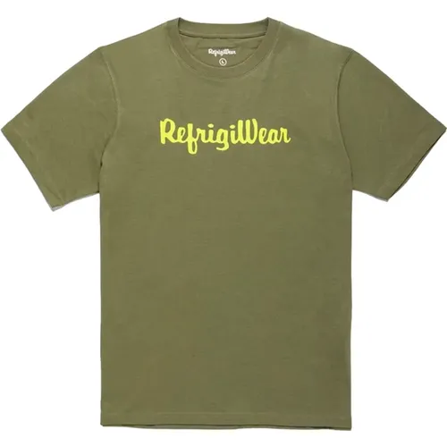 Baumwoll-T-Shirt mit Kontrast-Logo , Herren, Größe: L - RefrigiWear - Modalova