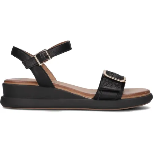 Schwarze Leder Geflochtene Sandalen , Damen, Größe: 42 EU - Lina Locchi - Modalova