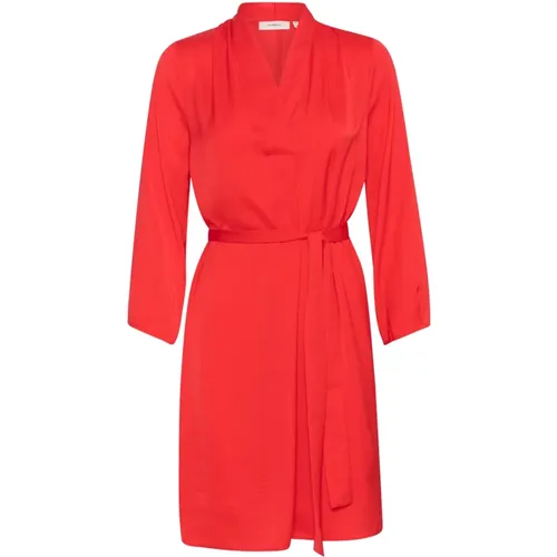 Rotes V-Ausschnitt Kleid Dutoiw Stil , Damen, Größe: M - InWear - Modalova