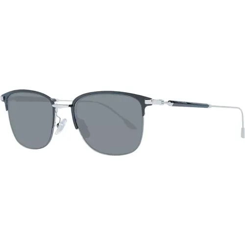 Schwarze Herren Sonnenbrille - Metall & Kunststoff Gestell - Graue Gläser - Longines - Modalova