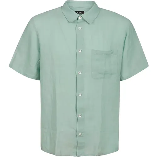 Linen Shirt with Logo , male, Sizes: XL, L, M - A.p.c. - Modalova