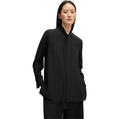 Seidenbluse mit Schleifenkragen , Damen, Größe: L - Hugo Boss - Modalova