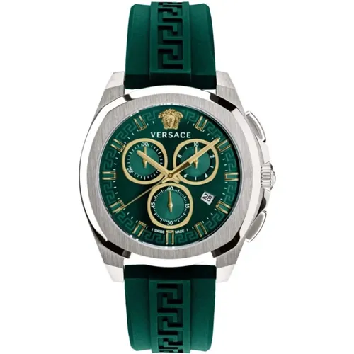 Chrono Geo Chronograph Watch Green Gold , male, Sizes: ONE SIZE - Versace - Modalova