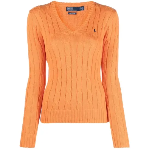 Mandarin V-Neck Sweater , female, Sizes: L, M, S - Ralph Lauren - Modalova