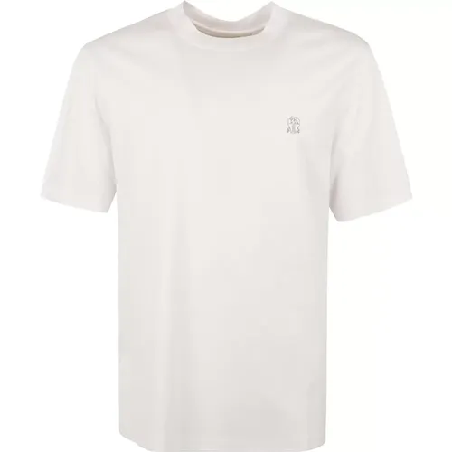 Cotton T-Shirt with Embroidered Logo , male, Sizes: L, 2XL, XL - BRUNELLO CUCINELLI - Modalova