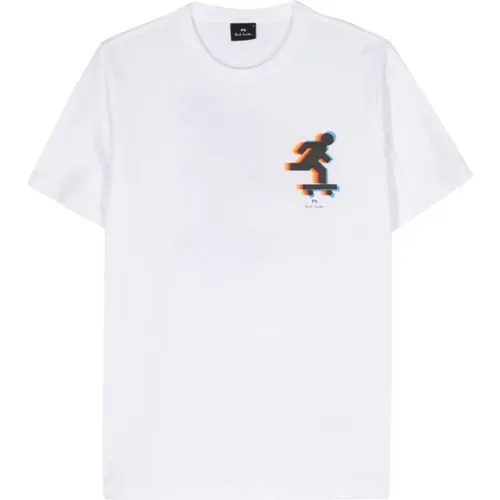 Weiße Skater Baumwoll-T-Shirt , Herren, Größe: L - PS By Paul Smith - Modalova