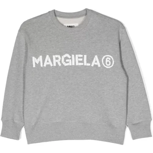 Grauer Logo-Print Mélange Sweatshirt - Maison Margiela - Modalova