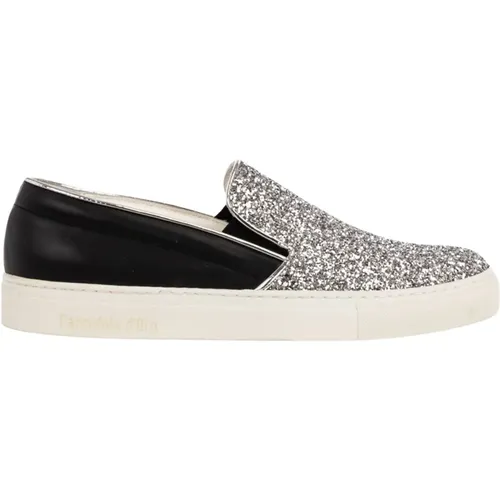 Womens Slip-On Sneakers Metallic Black/Silver , female, Sizes: 3 UK - Pantofola D'Oro - Modalova