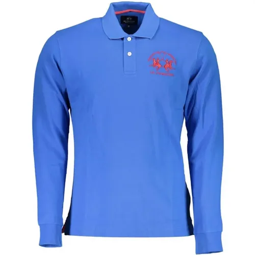 Blau Besticktes Poloshirt mit Kontrast , Herren, Größe: 2XL - LA MARTINA - Modalova