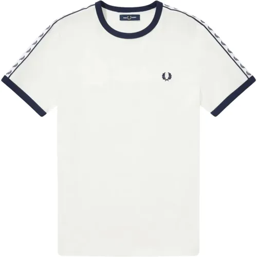 S Inspired Ringer T-Shirt with Laurel Crown Tape , male, Sizes: XL - Fred Perry - Modalova