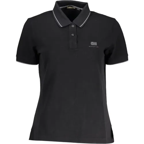 Elegantes schwarzes Polo mit Stickerei , Damen, Größe: L - Napapijri - Modalova