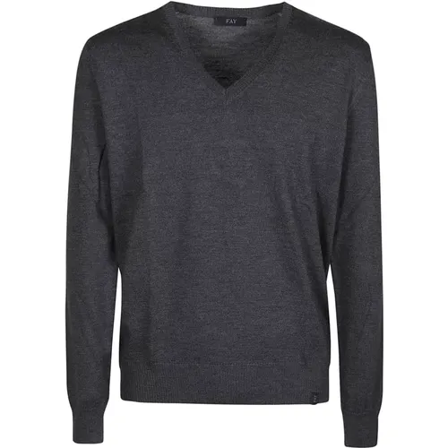 Stylischer V-Ausschnitt Pullover , Herren, Größe: XL - Fay - Modalova