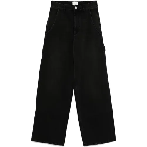 Schwarze Wide Leg Jeans mit Taschen , Damen, Größe: 2XS - Isabel Marant Étoile - Modalova