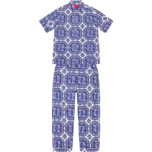 Blaues Regency Pyjama-Set Limitierte Auflage , Herren, Größe: S - Supreme - Modalova