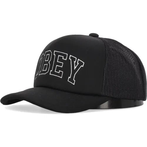 Schwarze Trucker-Kappe mit gebogenem Schirm - Obey - Modalova