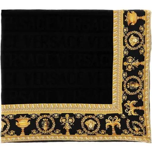 Barockdecke aus schwarzem Wolle - Versace - Modalova