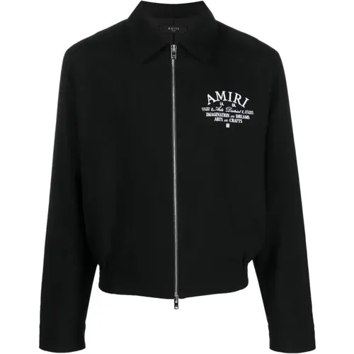 Wool Blend Embroidered Logo Jacket , male, Sizes: M, XL, L - Amiri - Modalova
