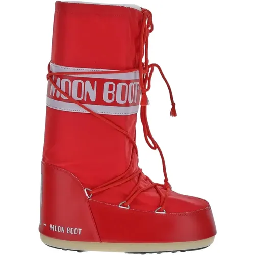 Rote Nylon Schnürstiefel , Damen, Größe: 35 EU - moon boot - Modalova