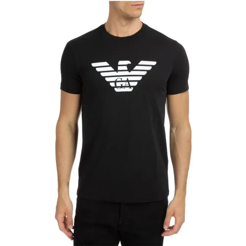 Gemustertes Logo T-Shirt , Herren, Größe: M - Emporio Armani - Modalova