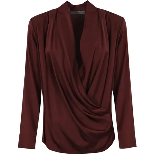 Bordeaux Satin Wickelbluse - D.Exterior - Modalova