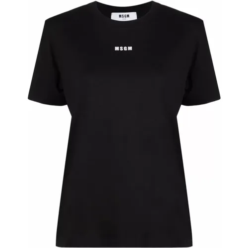 Basic Baumwoll T-Shirt , Damen, Größe: S - MSGM - Modalova