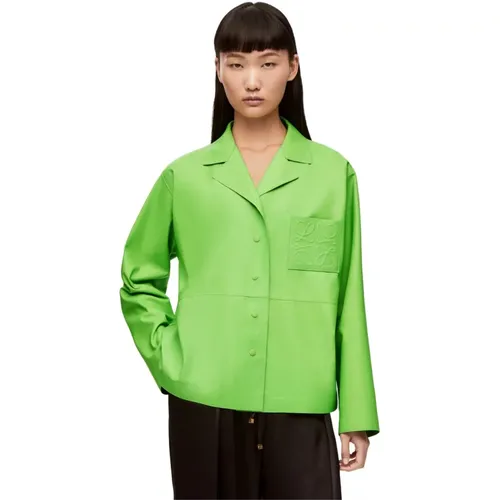 Leather Pyjama Shirt - Fluorescent , female, Sizes: L - Loewe - Modalova