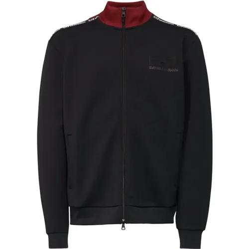 Hoher Kragen Vollreißverschluss Sweatshirt Schwarz , Herren, Größe: S - Emporio Armani EA7 - Modalova