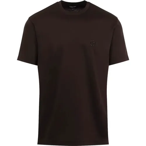 Schokolade Baumwoll T-Shirt , Herren, Größe: M - Giorgio Armani - Modalova