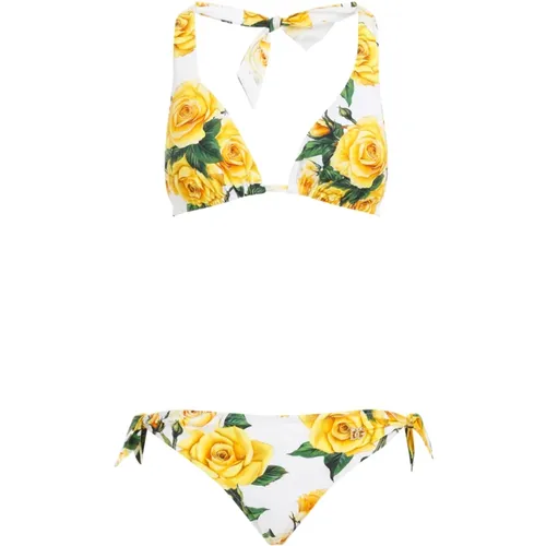Yellow Roses Bikini Swimwear , female, Sizes: M - Dolce & Gabbana - Modalova