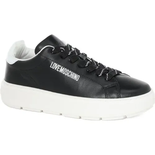 Mutiger Sneaker aus weißem Leder , Damen, Größe: 36 EU - Love Moschino - Modalova