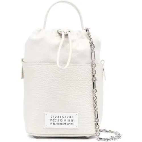 Grainy Leather Bucket Bag with Chain , female, Sizes: ONE SIZE - Maison Margiela - Modalova