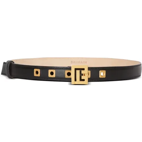 Gürtel P-Belt aus Leder , Damen, Größe: 90 CM - Balmain - Modalova