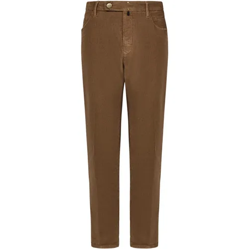 Slim Fit Trousers with Logo , male, Sizes: W34, W33, W30, W31, W36, W38, W32 - Incotex - Modalova