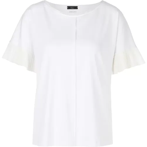 T-Shirt mit plissierten Ärmeln , Damen, Größe: M - Marc Cain - Modalova