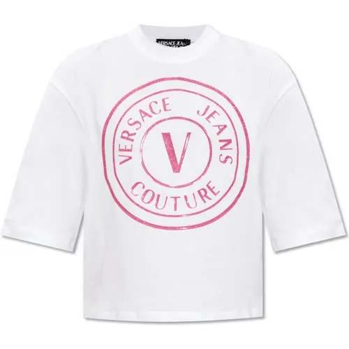 Cotton T-shirt , female, Sizes: XS, M - Versace Jeans Couture - Modalova