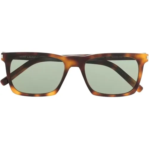 Quadratische Braune Schildpatt-Sonnenbrille Unisex , unisex, Größe: 54 MM - Saint Laurent - Modalova