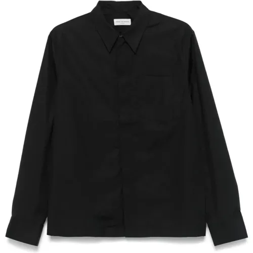 Schwarzes Baumwoll-Popeline-Hemd , Herren, Größe: XL - Dries Van Noten - Modalova