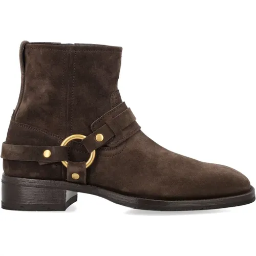 Suede Harness Boots Closed Wood Aw24 , male, Sizes: 6 UK - Tom Ford - Modalova